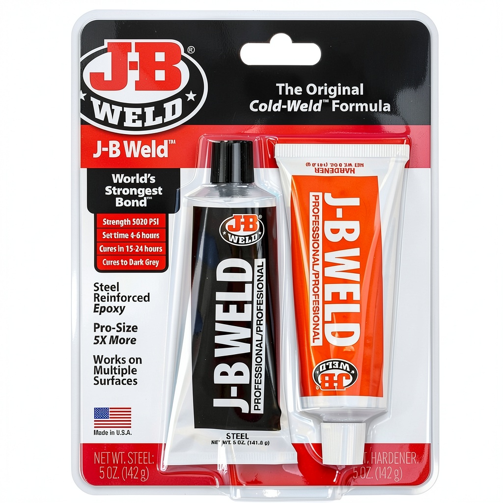 J-B Weld Original epoxy applied to a metal surface for repair