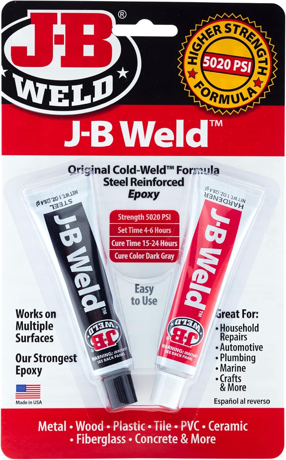 J-B Weld Original epoxy applied to a metal surface
