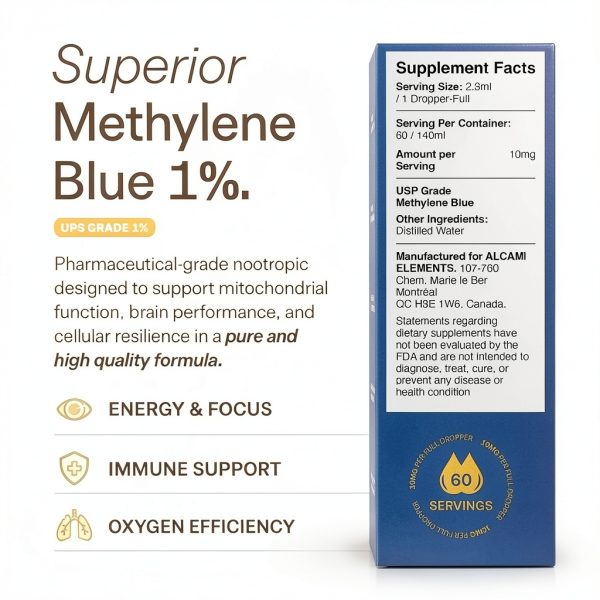 Methylene Blue 60ml Liquid Supplement by alcami elements 60 Servings-1