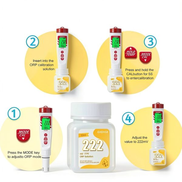 ORP Calibration Solution 222 mV 4 Bottle Kit by GIDIGI for Water-4