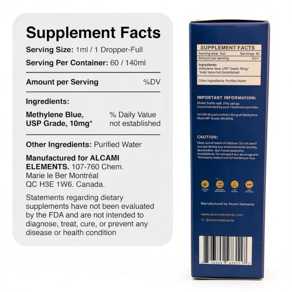 Methylene Blue 60ml Liquid Supplement by alcami elements 60 Servings-3
